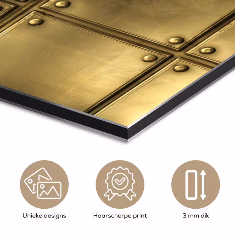 Aluminium schilderij - Platen - Industrieel - Stoer - Goud — 7