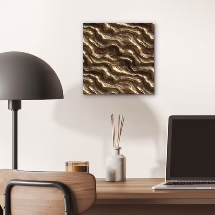 Aluminium schilderij - Reliëf - Golven - Abstract - Bronsgoud — 6