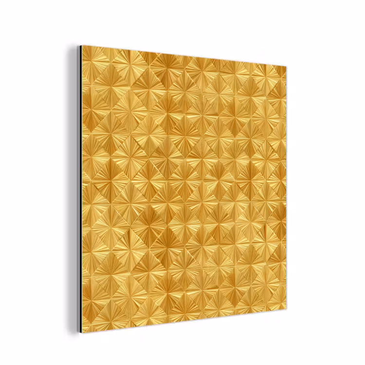 Aluminium schilderij - Tegels - Geometrisch - Reliëf - Goud — 1