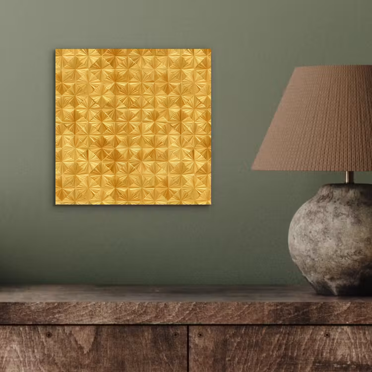 Aluminium schilderij - Tegels - Geometrisch - Reliëf - Goud — 3