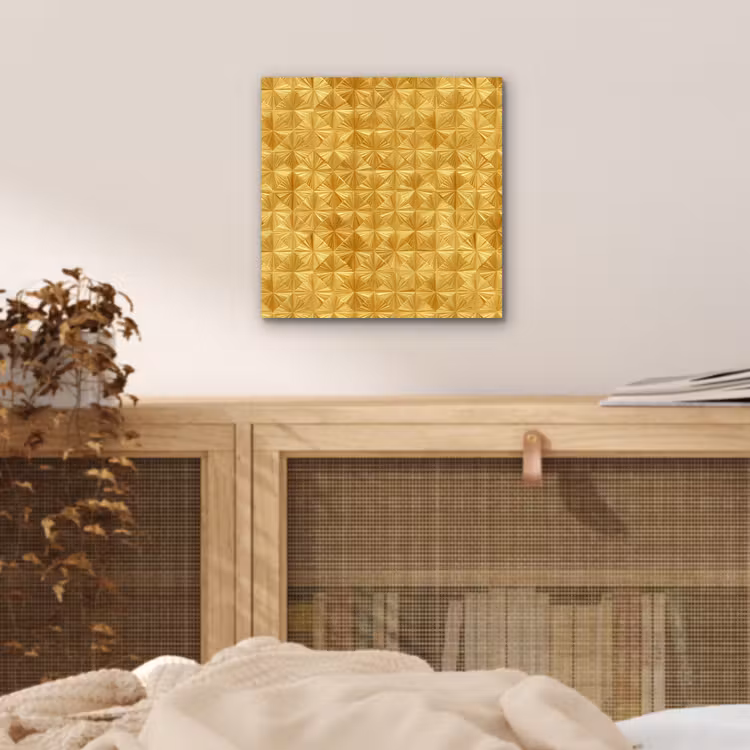 Aluminium schilderij - Tegels - Geometrisch - Reliëf - Goud — 4