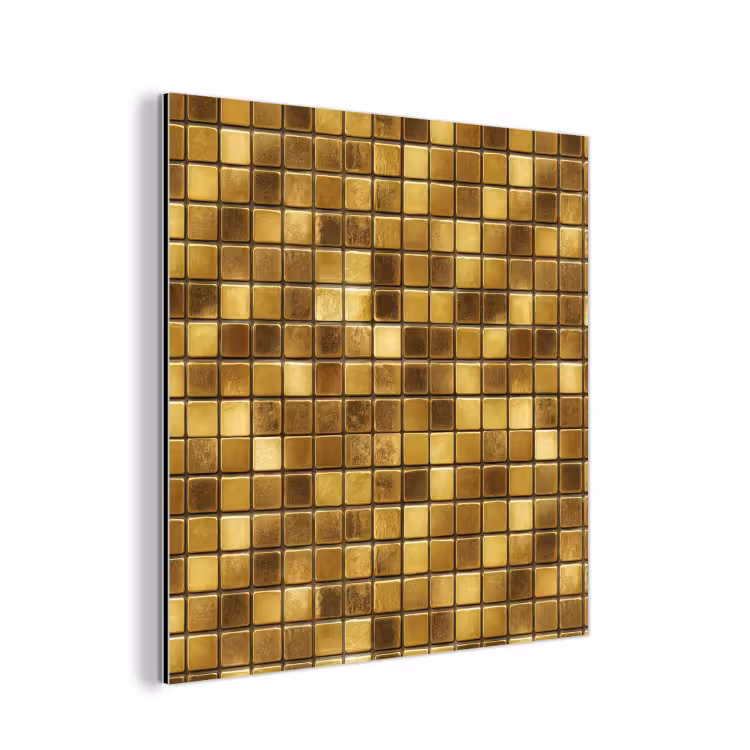 Aluminium schilderij - Tegels - Mozaïek - Luxe - Warm Goud — 1