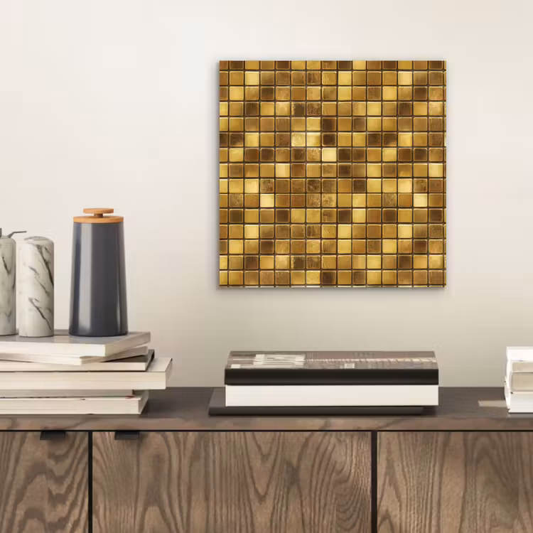 Aluminium schilderij - Tegels - Mozaïek - Luxe - Warm Goud — 2