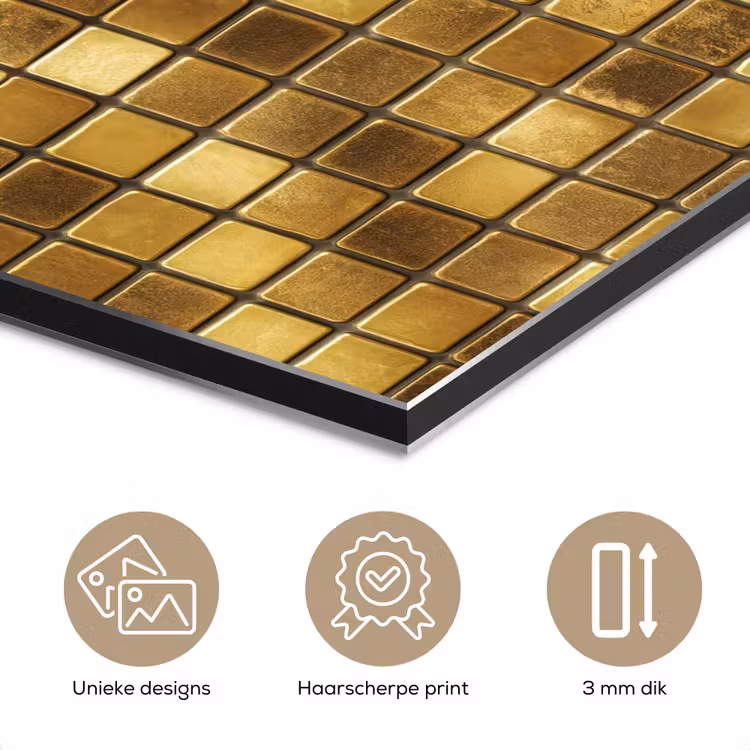 Aluminium schilderij - Tegels - Mozaïek - Luxe - Warm Goud — 7