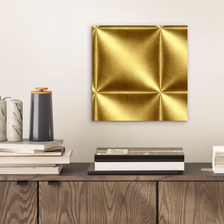Aluminium schilderij - Textuur - Geborsteld Goud - Industrieel - Metallic — 2