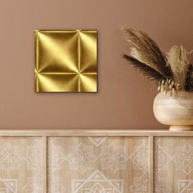 Aluminium schilderij - Textuur - Geborsteld Goud - Industrieel - Metallic — 5