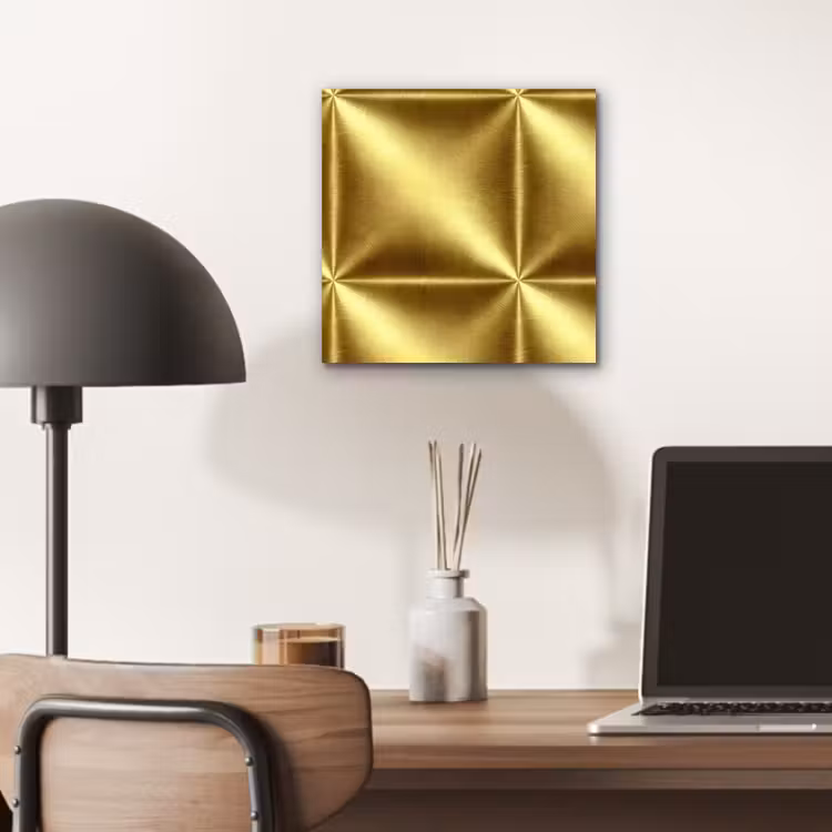 Aluminium schilderij - Textuur - Geborsteld Goud - Industrieel - Metallic — 6