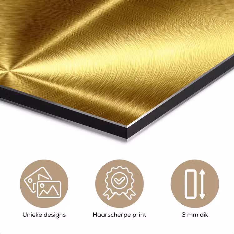 Aluminium schilderij - Textuur - Geborsteld Goud - Industrieel - Metallic — 7