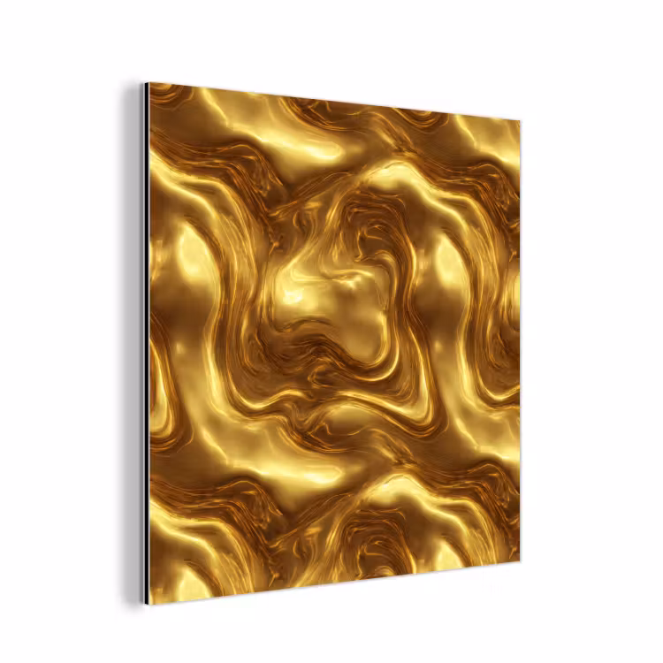 Aluminium schilderij - Textuur - Vloeibaar - Organisch - Goud — 1