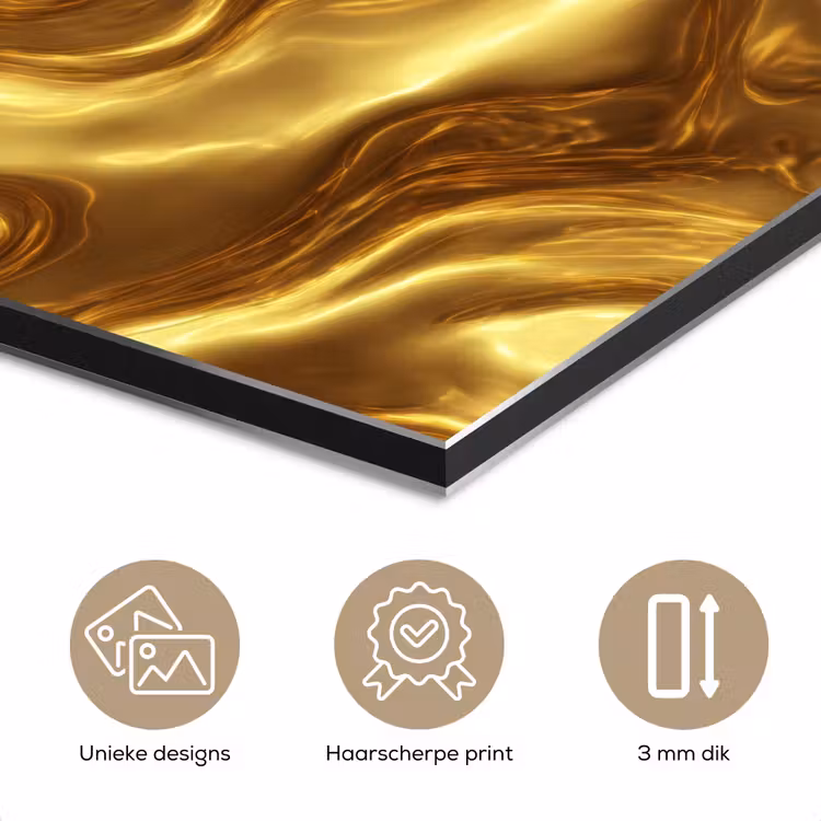 Aluminium schilderij - Textuur - Vloeibaar - Organisch - Goud — 7