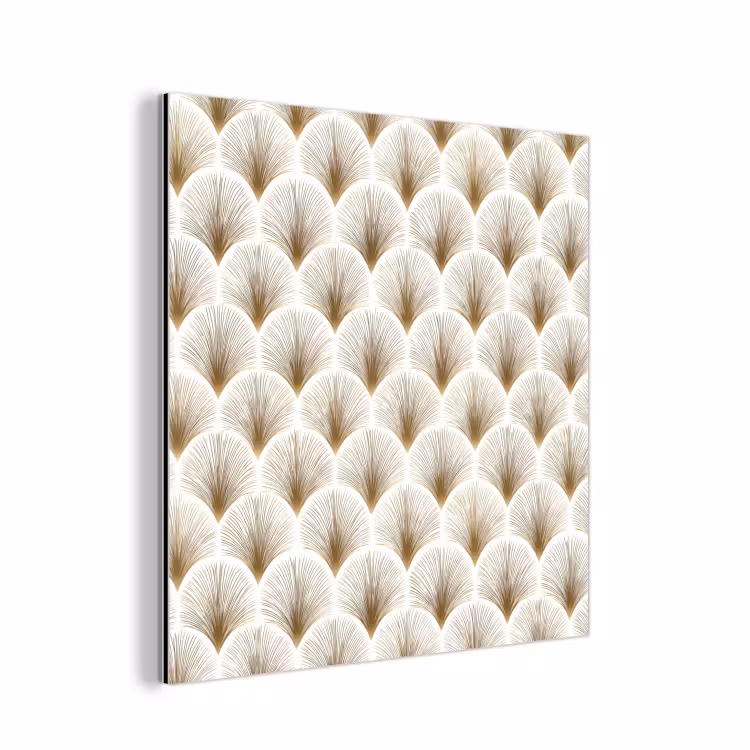 Aluminium schilderij - Waaiers - Art Deco - Elegant - Goud - Wit — 1