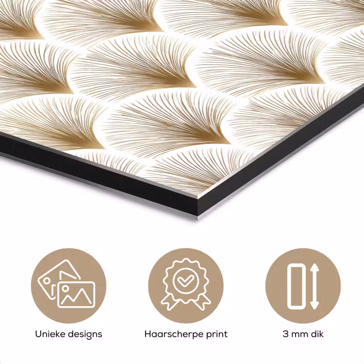 Aluminium schilderij - Waaiers - Art Deco - Elegant - Goud - Wit — 7