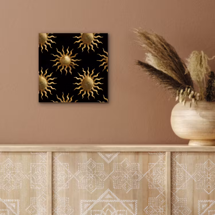 Aluminium schilderij - Zon - Patroon - Luxe - Goud - Zwart — 5