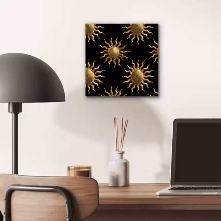 Aluminium schilderij - Zon - Patroon - Luxe - Goud - Zwart — 6