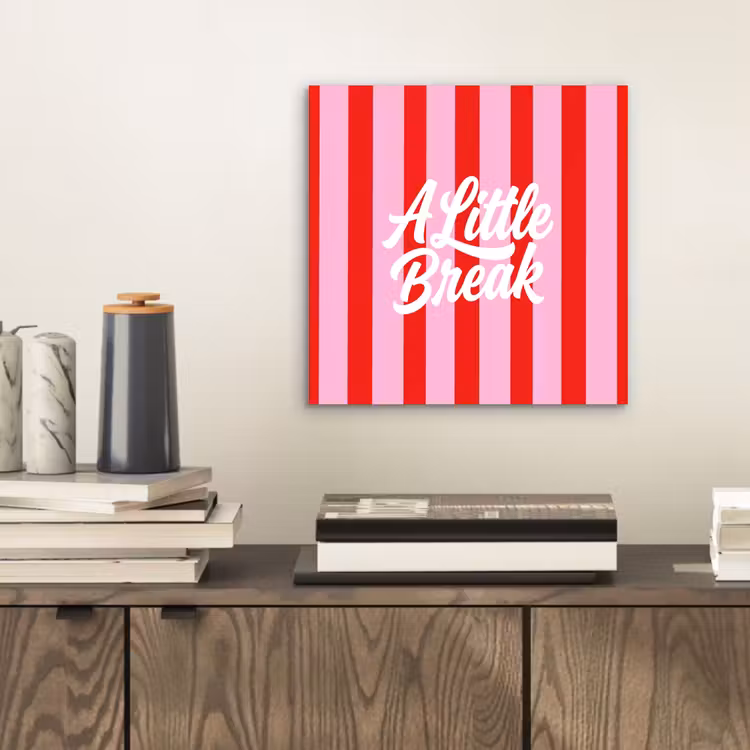 Aluminium schilderij - A Little Break - Strepen - Rood - Roze — 2