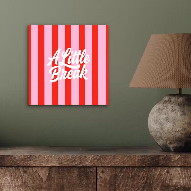 Aluminium schilderij - A Little Break - Strepen - Rood - Roze — 3