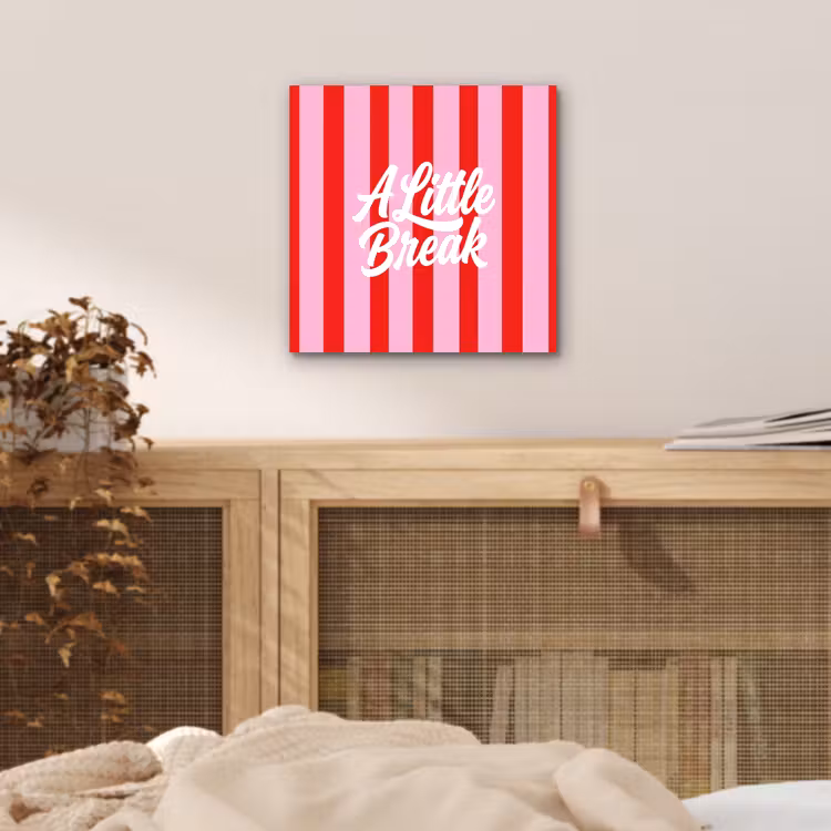 Aluminium schilderij - A Little Break - Strepen - Rood - Roze — 4