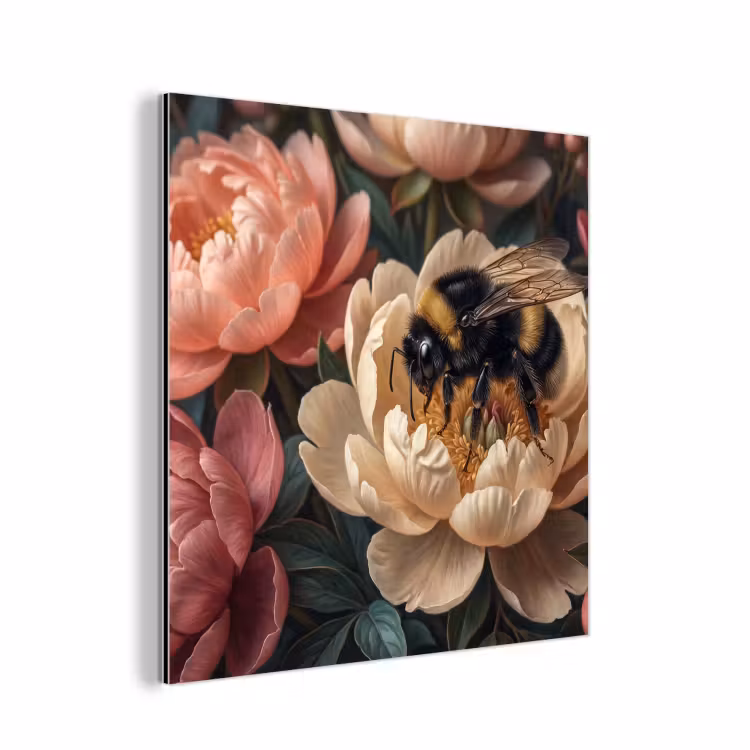Aluminium schilderij - Bloemen - Insect - Natuur - Roze — 1