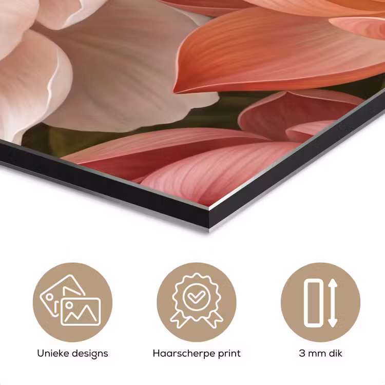 Aluminium schilderij - Bloemen - Parels - Elegant - Roze - Wit — 7