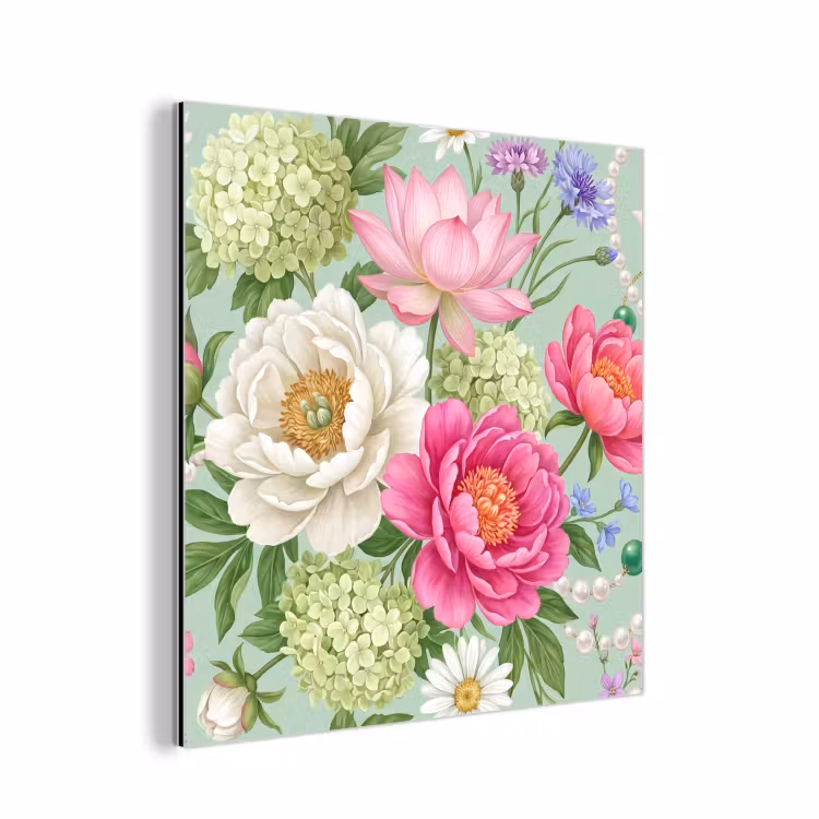 Aluminium schilderij - Bloemen - Patroon - Botanisch - Groen — 1