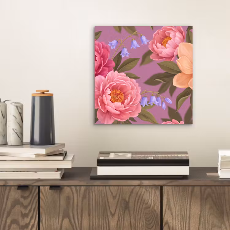 Aluminium schilderij - Bloemen - Patroon - Illustratie - Roze — 2