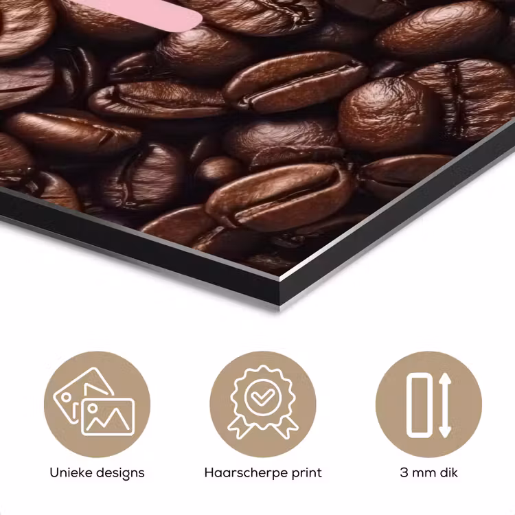 Aluminium schilderij - Coffee First - Koffiebonen - Roze — 7