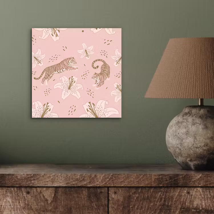 Aluminium schilderij - Kat - Springend - Bloemen - Abstract - Roze — 3