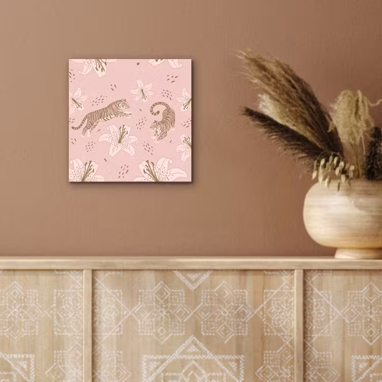 Aluminium schilderij - Kat - Springend - Bloemen - Abstract - Roze — 5