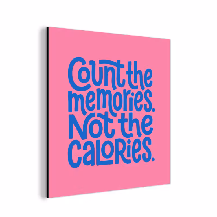 Aluminium schilderij - Memories - Roze - Blauw - Quote — 1
