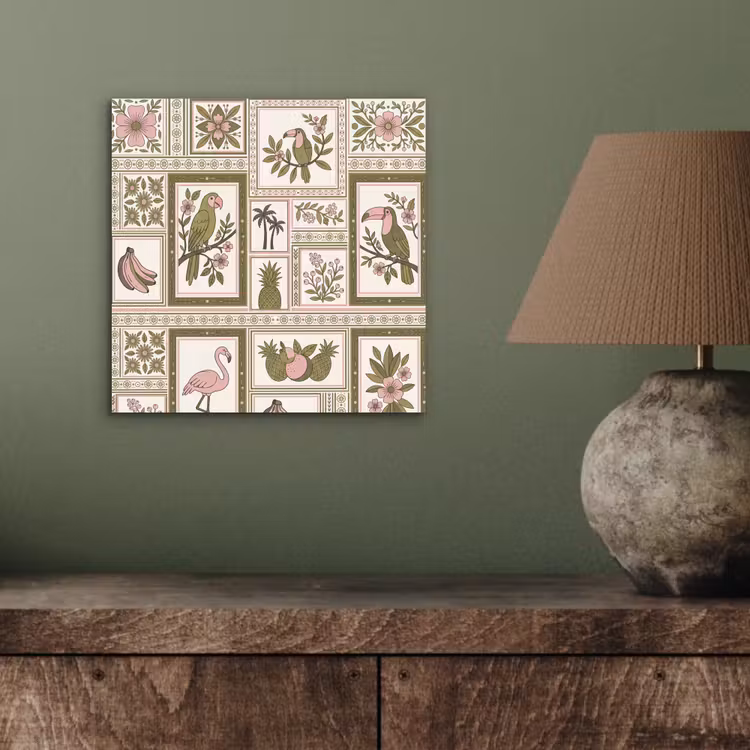 Aluminium schilderij - Vogel - Tropisch - Patroon - Decoratief - Groen — 3