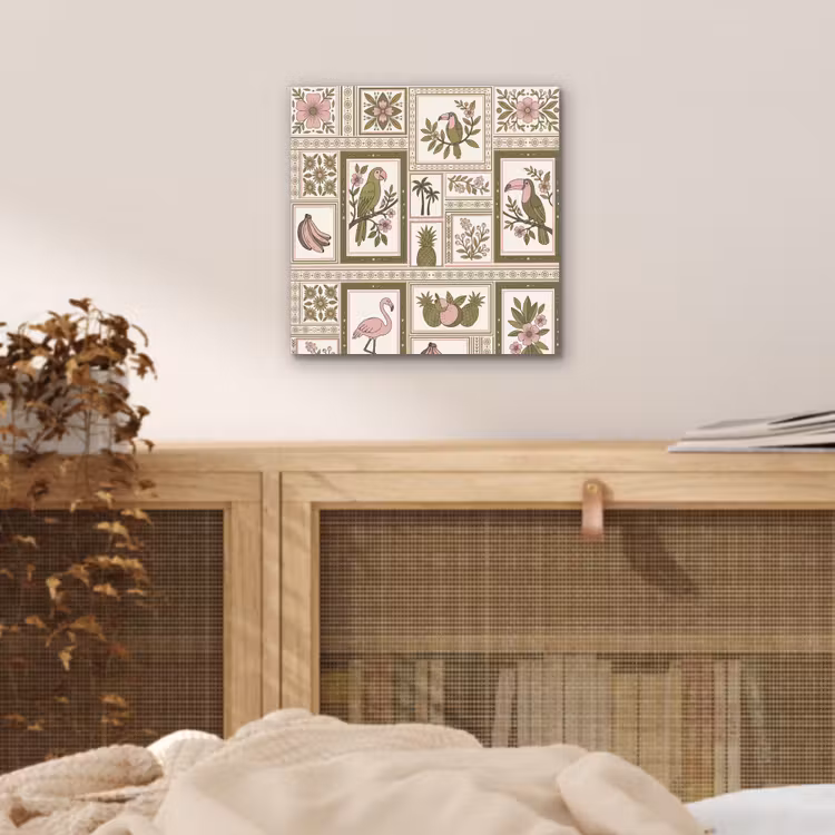Aluminium schilderij - Vogel - Tropisch - Patroon - Decoratief - Groen — 4