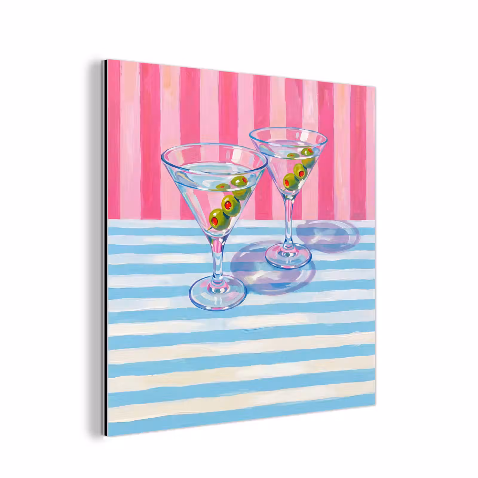 Aluminium schilderij - Cocktail - Olijven - Kunst - Modern - Roze — 1