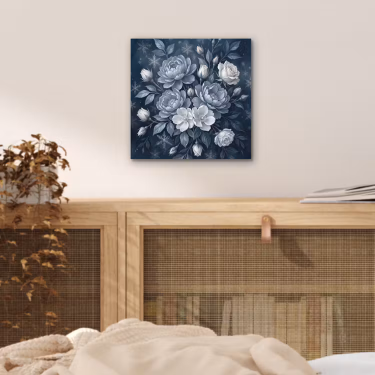 Aluminium schilderij - Bloemen - Boeket - Winter - Abstract - Blauw — 4