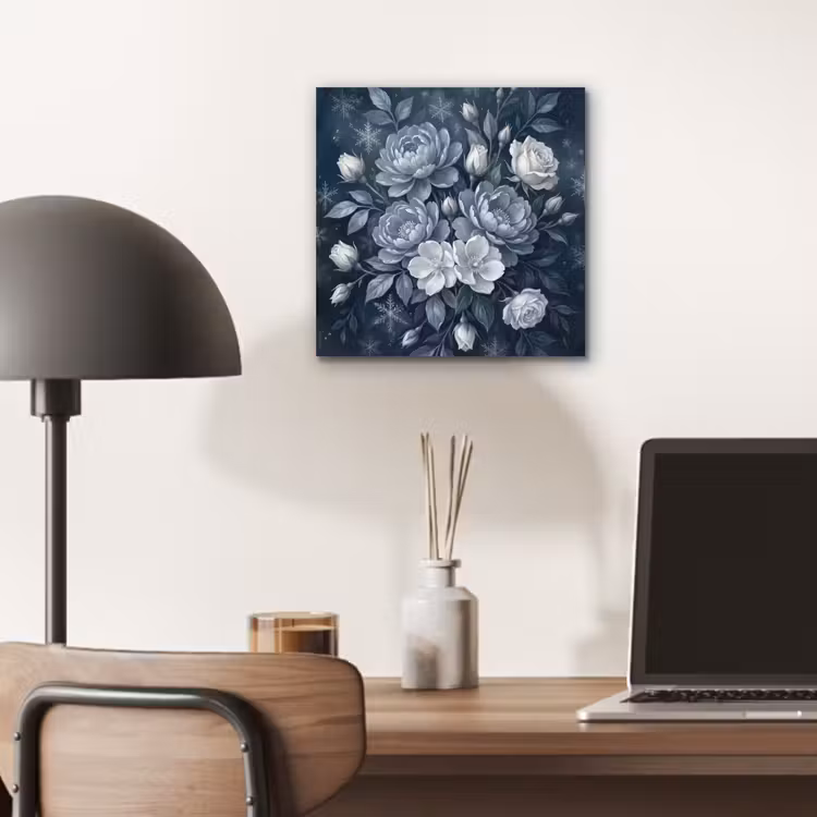 Aluminium schilderij - Bloemen - Boeket - Winter - Abstract - Blauw — 6
