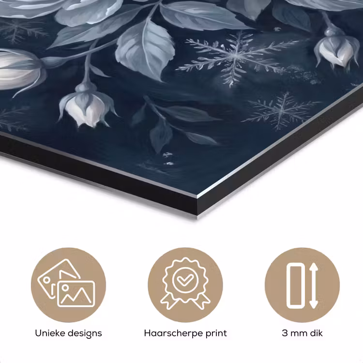 Aluminium schilderij - Bloemen - Boeket - Winter - Abstract - Blauw — 7