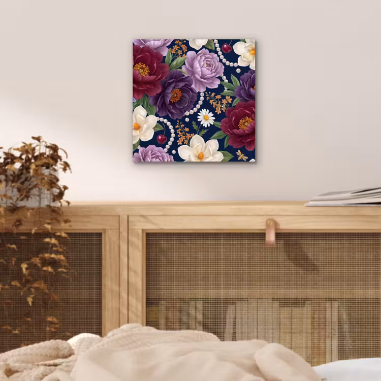 Aluminium schilderij - Bloemen - Parels - Decoratie - Modern - Blauw — 4