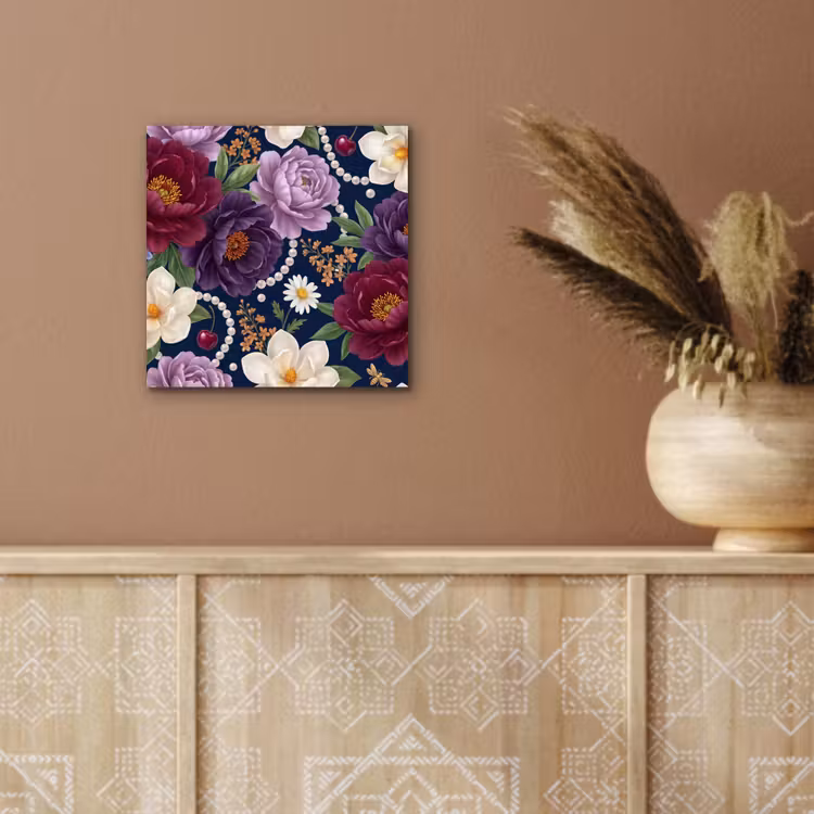 Aluminium schilderij - Bloemen - Parels - Decoratie - Modern - Blauw — 5