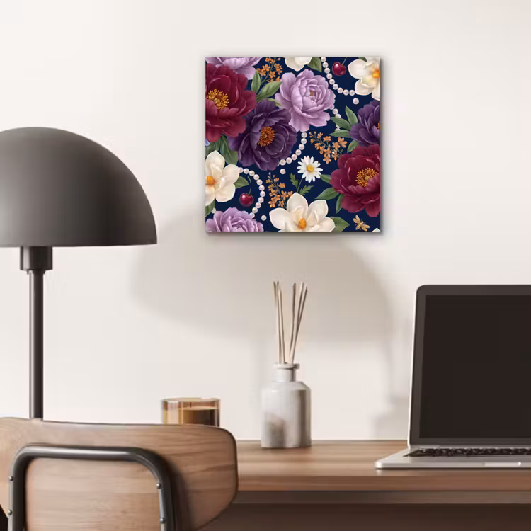 Aluminium schilderij - Bloemen - Parels - Decoratie - Modern - Blauw — 6
