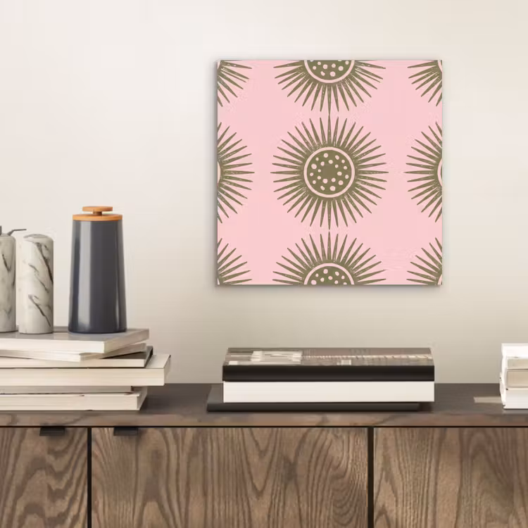 Aluminium schilderij - Bloemen - Patroon - Abstract - Roze - Groen — 2