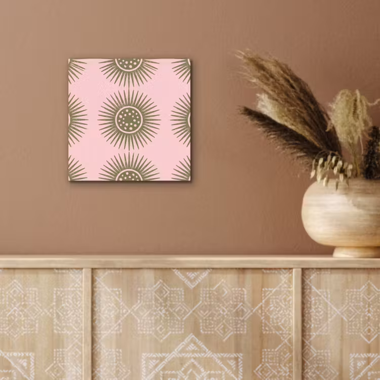 Aluminium schilderij - Bloemen - Patroon - Abstract - Roze - Groen — 5