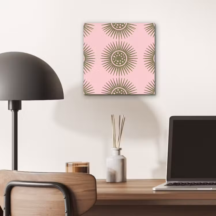 Aluminium schilderij - Bloemen - Patroon - Abstract - Roze - Groen — 6