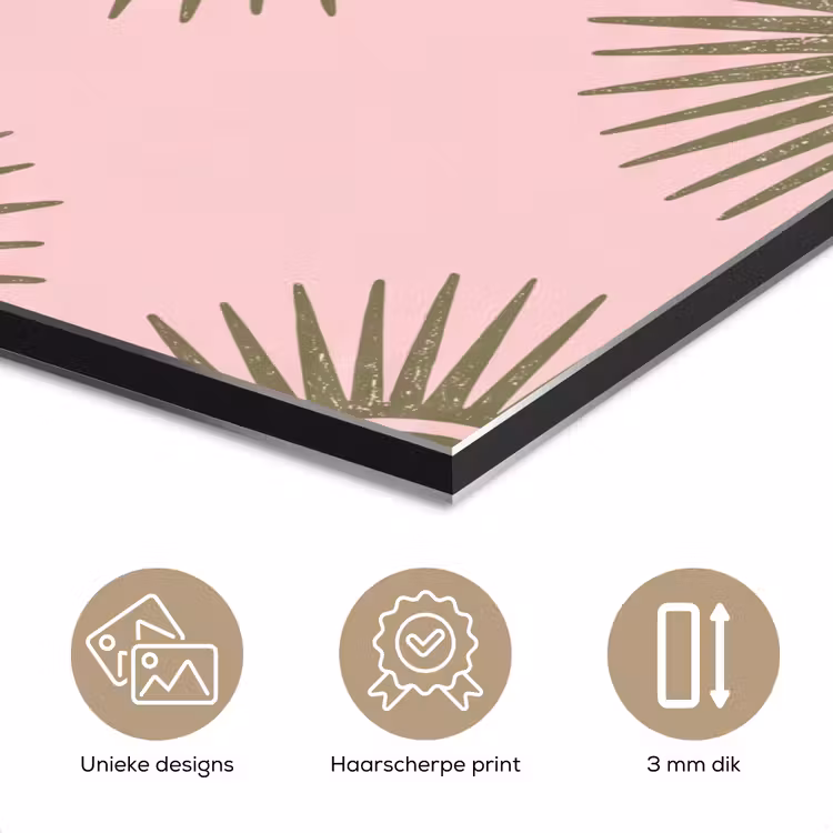 Aluminium schilderij - Bloemen - Patroon - Abstract - Roze - Groen — 7