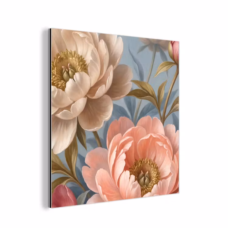 Aluminium schilderij - Bloemen - Roze - Beige - Modern - Natuur — 1
