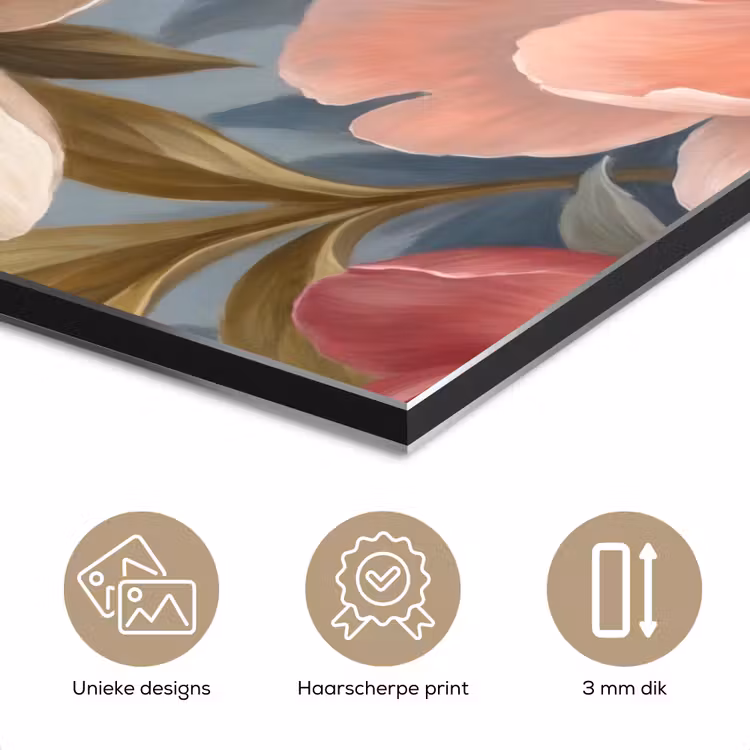 Aluminium schilderij - Bloemen - Roze - Beige - Modern - Natuur — 7