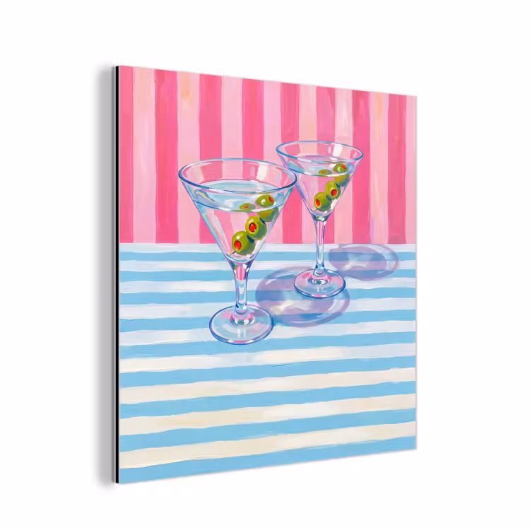 Aluminium schilderij - Cocktail - Olijven - Kunst - Modern - Roze — 1