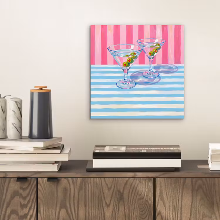 Aluminium schilderij - Cocktail - Olijven - Kunst - Modern - Roze — 2
