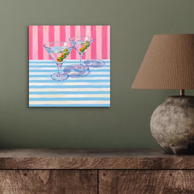 Aluminium schilderij - Cocktail - Olijven - Kunst - Modern - Roze — 3