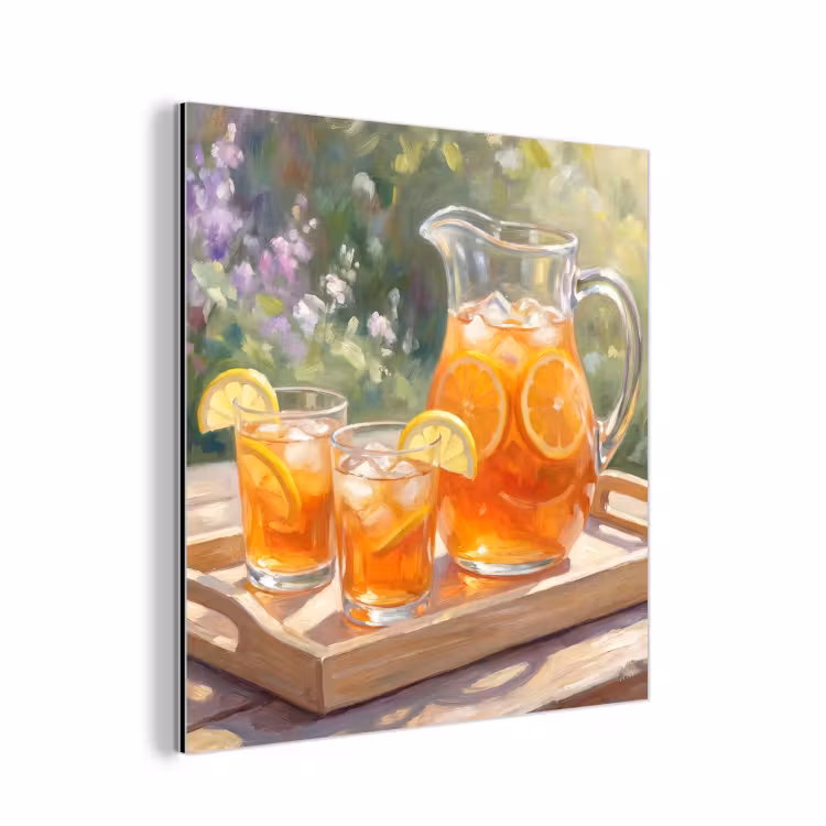 Aluminium schilderij - Drank - Citroen - Zomer - Tuin - Geel — 1