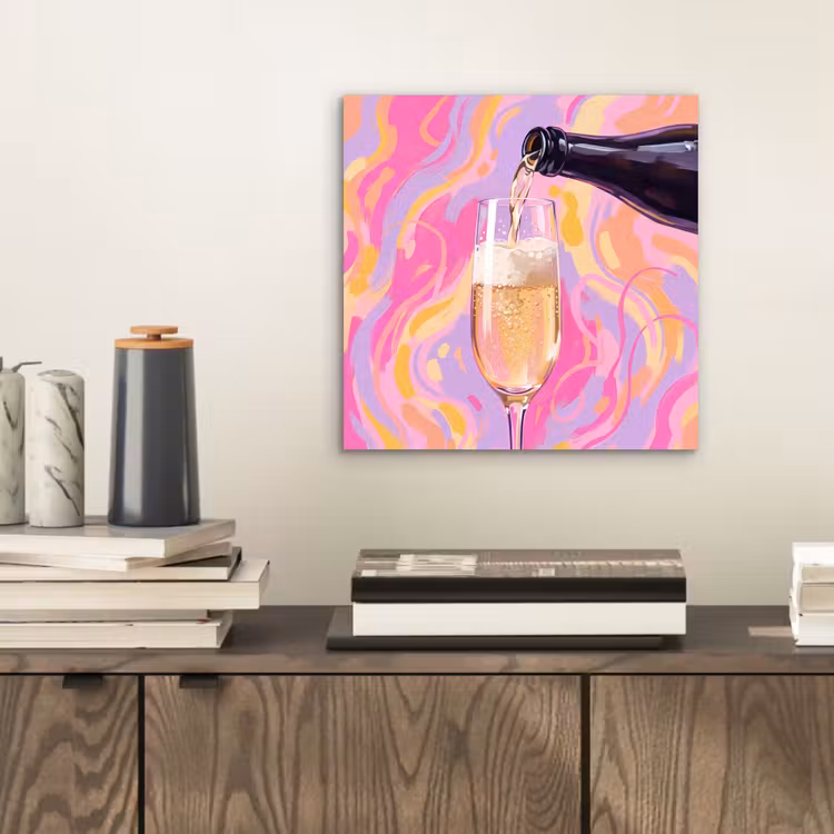 Aluminium schilderij - Drank - Inschenken - Feest - Abstract - Roze — 2