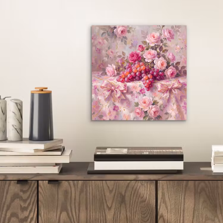 Aluminium schilderij - Eten - Bloemen - Stilleven - Roze - Goud — 2